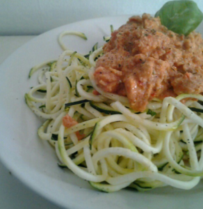 Spaghetti made from spiralized zucchini