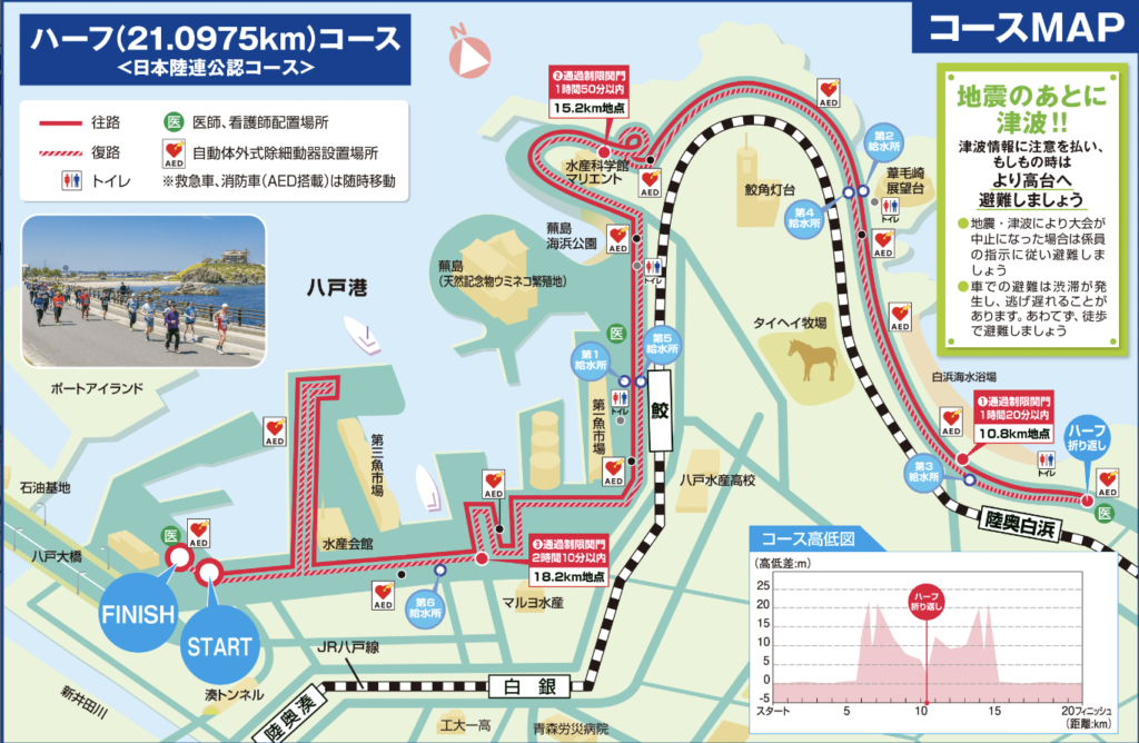 A map of the half marathon course.