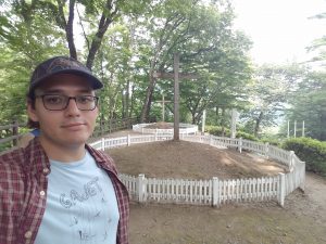 Edward in front of the tomb of Jesus and his brother Isukiri. Photo: Edward Portillo